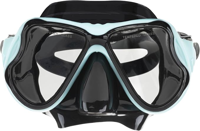 Hawaii Divers Manta Ray Adult Snorkel Set - Premium 2-Window Tempered Glass Snorkel Mask with Silicone Mouthpiece, Snorkeling Gear for Adults