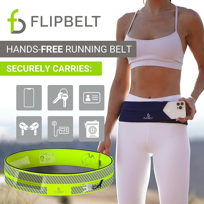 FlipBelt Classic Running Belt, Belt Bag & Fanny Pack for Men and Women - Phone Holder, Waist Pack, Running Accessories, Belt Pouch, Money Belt, USA Running Company
