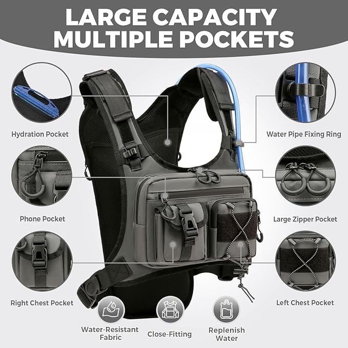 Criuage USA Patent Running Hydration Vest Backpack, Lightweight Chest Pack with 2.0L Water Bladder Bag Daypack for Hiking Running Cycling Race Marathon for Women Men