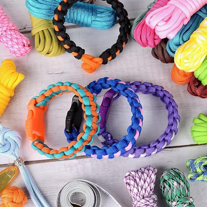 WEREWOLVES 60 Colors Paracord Cord, 550 Paracord Bracelet Crafting Combo Kits with Instruction - Multifunction Paracord Ropes, 10 Feet Each Parachute Cord for DIY Manual Braiding
