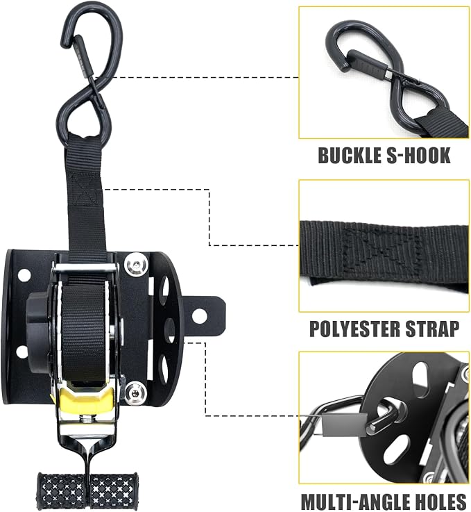 Retractable Ratchet Straps Compatible with 2022-2025 2026 Ford Maverick Retracting Straps Auto Retract Securing Strap Tie Down System 2PCS for 2024 Maverick Accessories