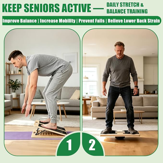 Wooden Slant Board for Exercise & 17.5" Wide Calf Stretch Board | Adjustable Incline Board with 12 Angles for Squats and Physical Therapy, Funny Balance Board with 3 Difficulty Maze Tracks
