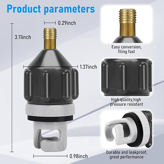 2PCS SUP Pump Adapter, Sturdy Air Valve Adapter with Strong Sealing, Universal Inflation Adapter for Stand Up Paddle Board, Inflatable Kayak and Water Sports Inflatables
