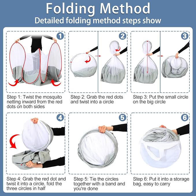 Mosquito Net for Bed - Pop Up Bed Tent - Portable Travel Mosquito Net, Mosquito Netting for Suitable for Baby, Adult Bedroom, Camping, Napping, Patio (White)
