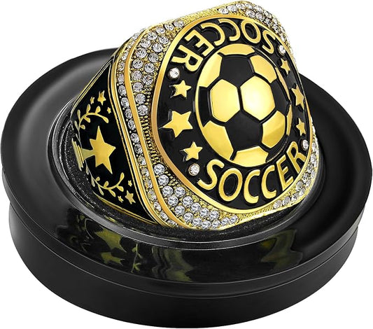 Highergo 1 PC Champion Mvp Rings Baseball Soccer Basketball Volleyball Football Softball Trophy Ring with Display Stand and Neck Chain Size 11 for Winner Tournament Award Gift(Baseball)