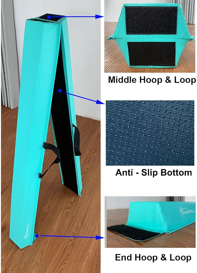 MARFULA Balance Beam - Folding Floor Gymnastics Equipment for Kids, Non Slip Base - 6 FT to 10 FT for Home Gym Use