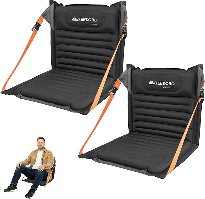 Inflatable Folding Seats, Portable Chairs with Back Support, Foldable and Lightweight Seat for Camping/Sporting Events,Stadium Seats with Storage Bag Lounge Chair