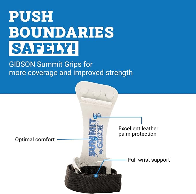 Gibson Athletic Summit High Bar Gymnastic Grips for Boys, Durable Leather Grip for Secure Grip, Hand Grips for Early Competitor Gymnasts, Gymnastics Grips for Boys - Made In USA