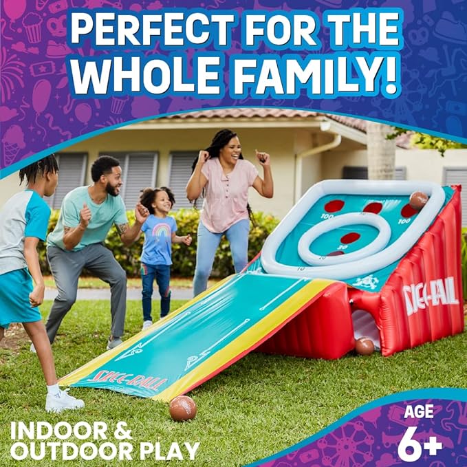 Flybar FunPark Giant Inflatable Skee-Ball Game, 11 Ft Backyard Outdoor Games for Kids & Adults, 4 Balls & Electric Air Pump Included, Yard Games Carnival Game for Family, Indoor Outdoor Party, Ages 6+
