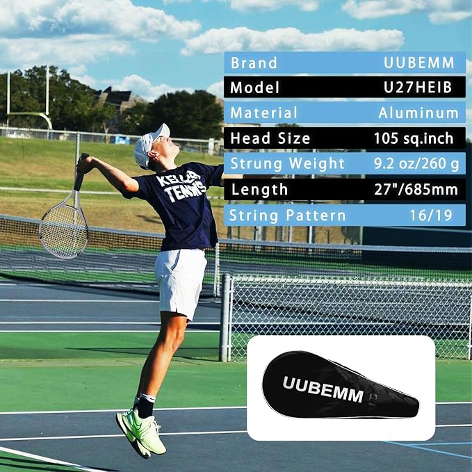 UUBEMM Tennis Rackets 2 Players Recreational for Adult,Lightweight Tennis Racquets for Beginner Student Training,Tennis Racket Set with Carrying Cover Bag,Grip Tapes,Tennis Balls