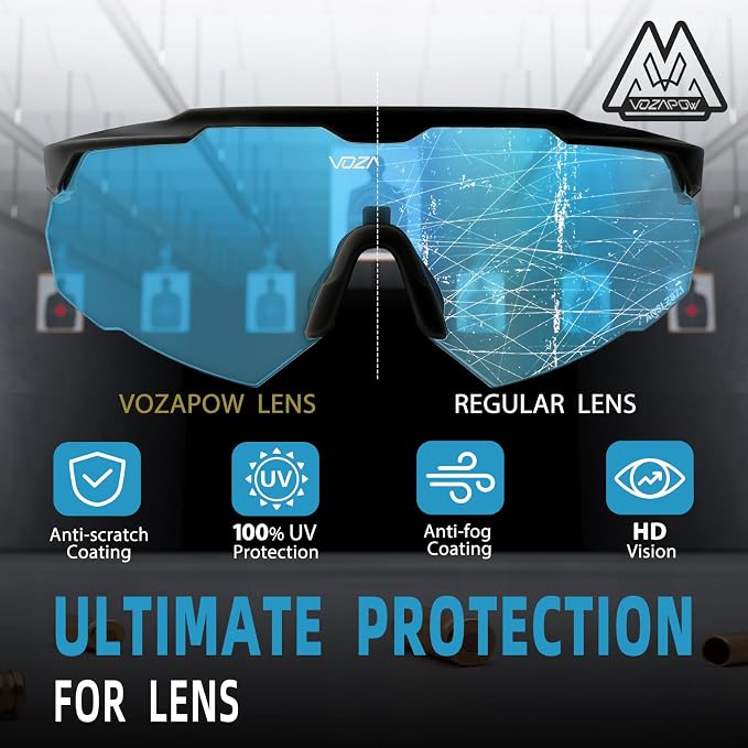 Shooting Glasses Anti Fog with High Definition Lenses, ANSI Z87+ Certified Tactical Safety Glasses for Men Women