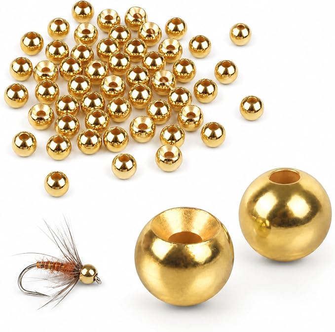 Tungsten Beads for Fly Tying - 50PCS Tungsten Cyclops Beads for Bass Fishing, 5 Colors 13 Sizes (1.5mm–6.4mm) Fly Tying Materials for Jig Flies, Trout Patterns and DIY Lure Making