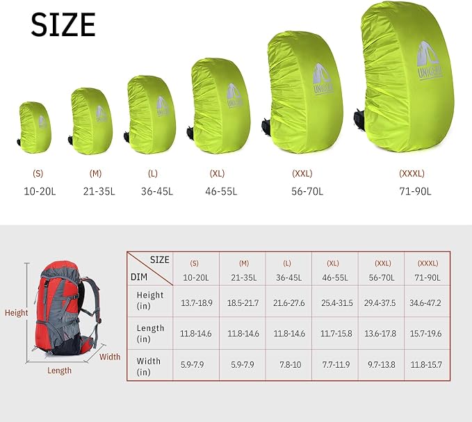Unigear Backpack Rain Cover Waterproof Rating 5000mm Ultraportable and Durable with 2 Anti-Slip Buckle Strap, Integrated Carry Pouch Design (Green, XX-Large)