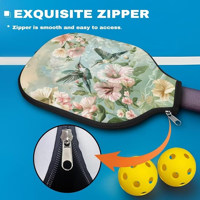 Hummingbird Pickleball Paddle Covers Only Pickle Ball Paddle Cover Pack of 2 Neoprene Pickleball Racket Sleeve with Zippered Pickleball Sports Equipment Case Fits Most Paddle