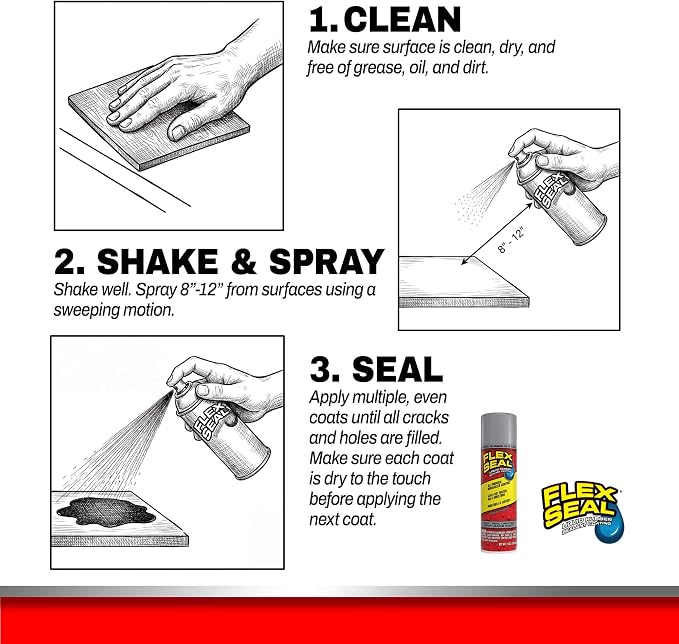 Flex Seal, 14 oz, 1-Pack, Gray, Stop Leaks Instantly, Waterproof Rubber Spray On Sealant Coating, Perfect for Gutters, Wood, RV, Campers, Roof Repair, Skylights, Windows, and More