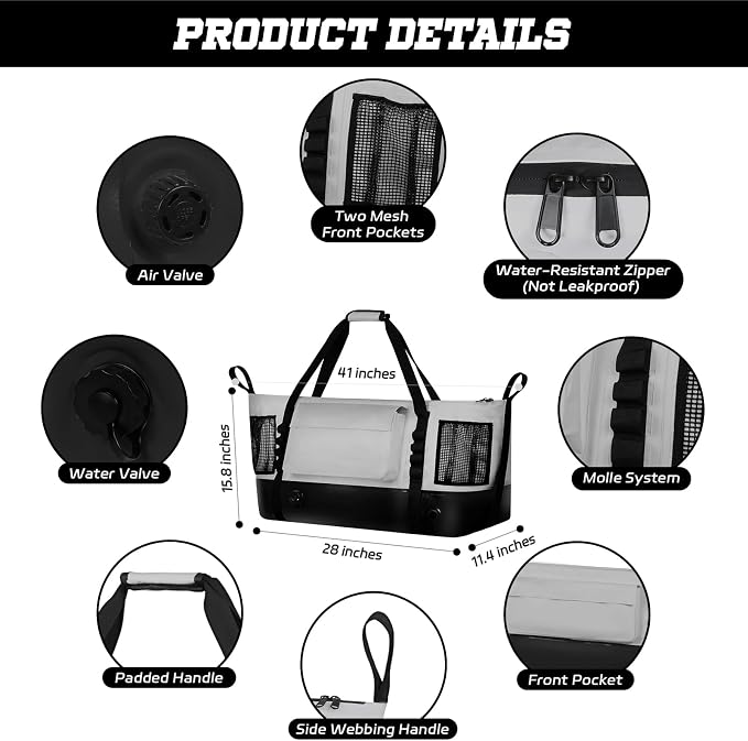 MORXPLOR Insulated Fish Cooler Kill Bag with Flat Bottom-25x17.5 40x16 60x20Inches Waterproof Fishing tackle Kill Cooler Bag