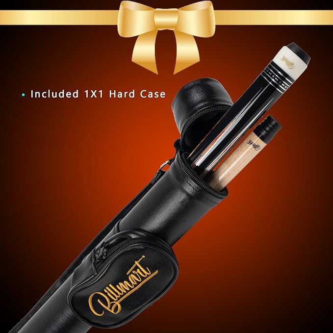 Billmart Pool Cue Stick, Low Deflection Shaft Billiard Cue Sticks with Hard Case, Pool Table Sticks Queue, 19-21 oz Pool Que