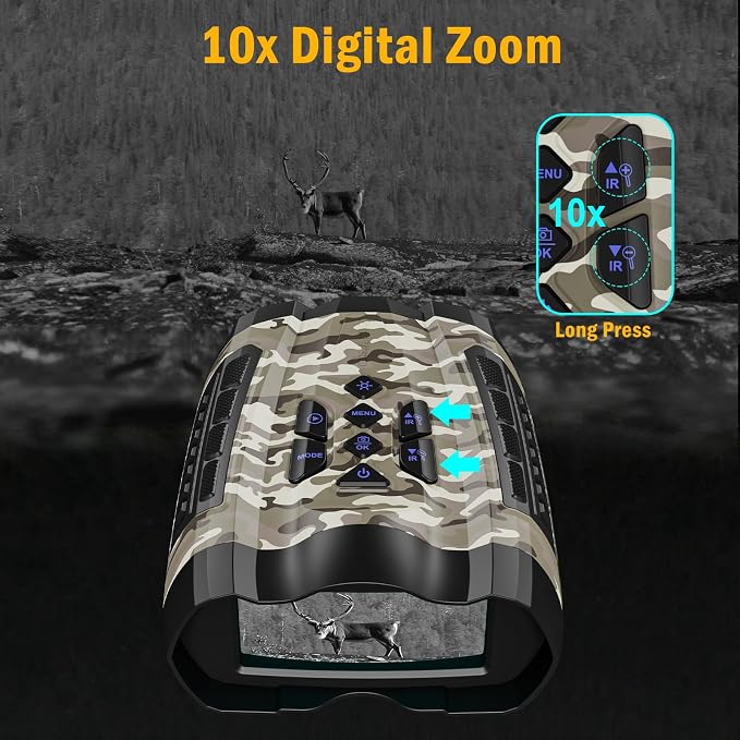 WISHBETY Night Vision Goggles,4K Night Vision Binoculars for Adult with 3.5" HD Screen,32GB TF Card for Photo and Video,9 Gear Infrared and 10X Digital Zoom for Outdoor Enthusiasts and Animal Watchers