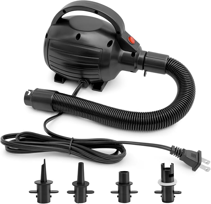 Electric Air Pump for Inflatables, 600W High Power Quick-Fill Air Pump with 4 Nozzles, Inflator & Deflator Pumps for Air Mattress Air Beds/Pool Toys/Pool Floats/Gymnastics Track Mats, AC 110-120V