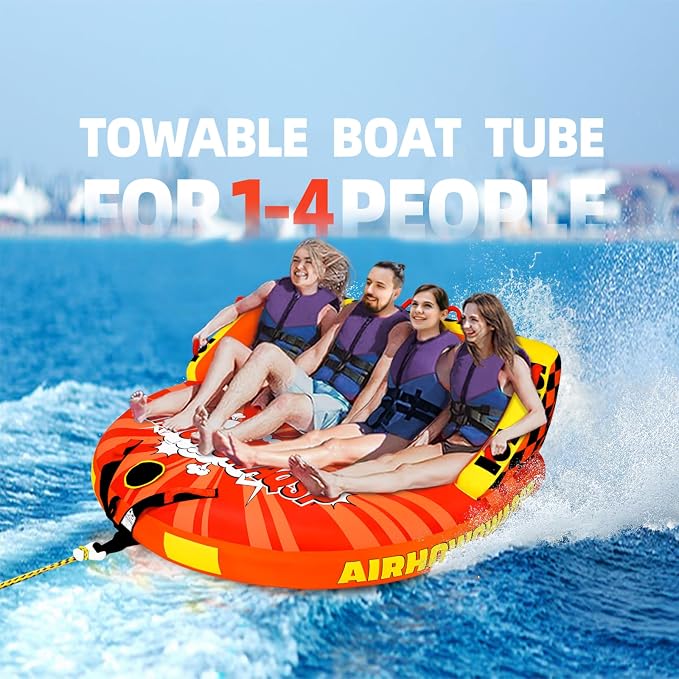 Super Sofa Towable Tubes for Boating 1-4 Person,Tubes for Boats,Inflatable Pull Boats/Boat Tube/Water Tube,Front&Back Tow Points with Heavy-Duty Thick Nylon Cover for Water Sports