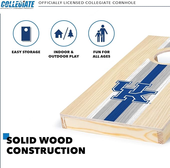 Wild Sports College Portable Size 1' x 2' Solid Wood Cornhole Set with Direct Print HD Team Graphics – Travel Size