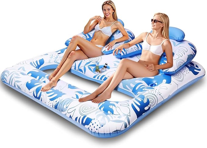 Inflatable Tanning Pool Lounger Float for 2 Person