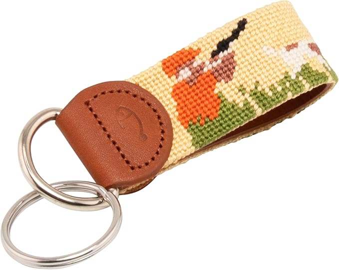 Leather Hand-Stitched Needlepoint Key Fob or Key Chain