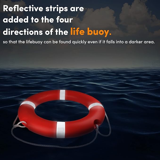 23"/28” Life Ring, Life Preserver Ring with 98.4FT Water Floating Lifesaving Rope,Boat Safety Throw Rings with Reflective Tape,(Orange) - 2 Size
