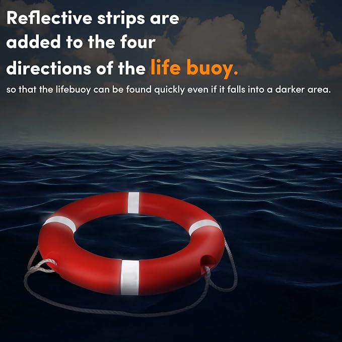 23"/28” Life Ring, Life Preserver Ring with 98.4FT Water Floating Lifesaving Rope,Boat Safety Throw Rings with Reflective Tape,(Orange) - 2 Size