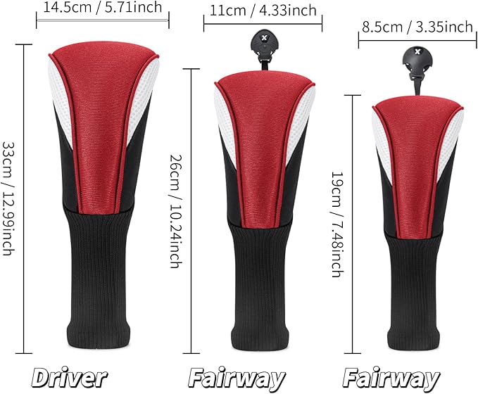 Golf Club Head Covers for Woods 3/4/5/6 Pieces Long Neck Mesh Sports Golf Club Headcovers Set with Interchangeable No. Tags 3 4 5 6 7 X Golf Accessories for Men Women