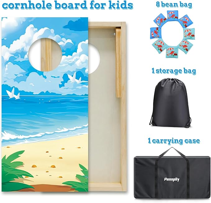 Cornhole Board Set, 2ft x 1ft Regulation Size Solid Wood Cornhole Set with 8 Bean Bags,2 Cornhole Boards, 1 Carry Bag, Corn Hole Games for Indoor Outdoor Toss Games Beach Competitions