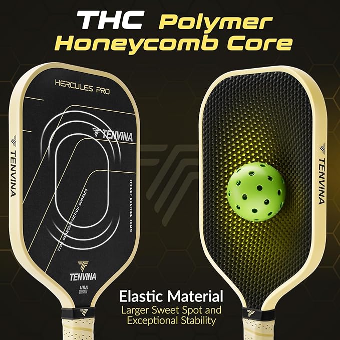 TENVINA Pickleball Paddles, Thermoformed T700SC Carbon Fiber Pickleball Paddle, Pickle Ball Paddle USAPA Approved with Dominant Power and Larger Sweet Spot