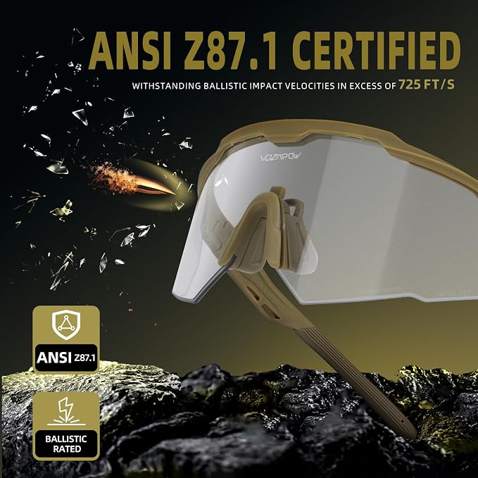 Shooting Glasses Anti Fog with High Definition Lenses, ANSI Z87+ Certified Tactical Safety Glasses for Men Women