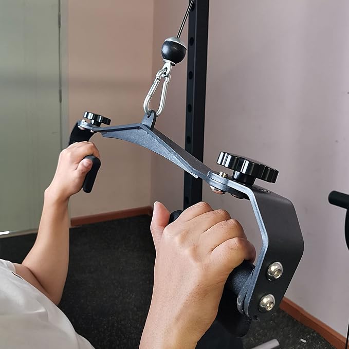Adjustable Lat Pull down Bar, Cable Machine Attachments for Gym, Home Gym Fitness T-bar Row Pulldown Attachments, Lat Pull Down Machine Wide Grip Neutral Grip Handle