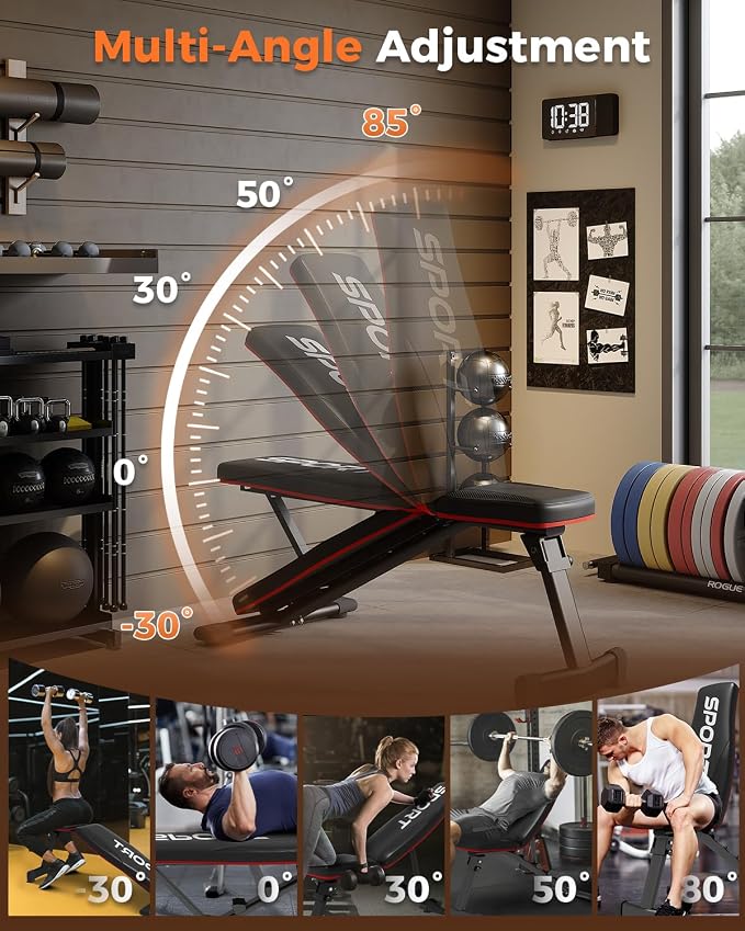 Garvee 8 in 1 Olympic Weight Bench Set with Leg Extension & Curl, Adjustable Bench Press Set with Rack, Preacher Curl Pad, Chest Fly，Lat Pulldown, Multi-Function Home Gym Strength Training Equipment