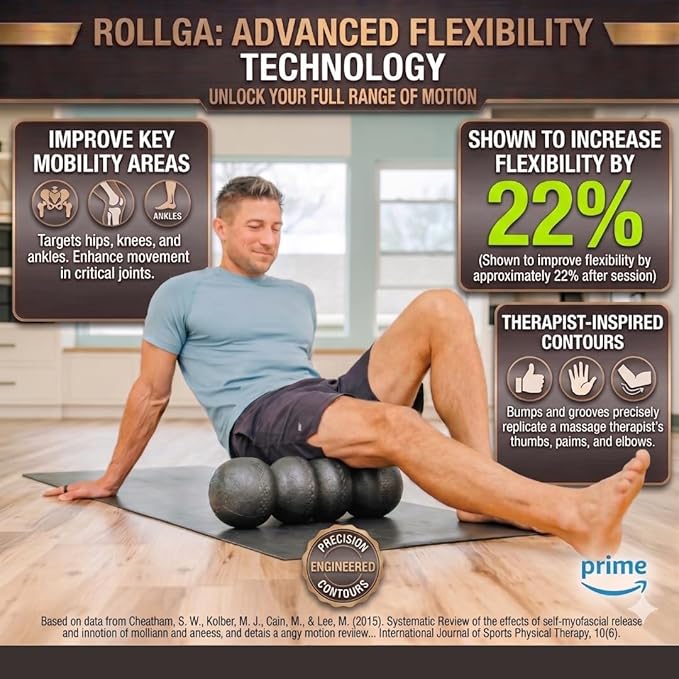 Rollga Foam Roller - High Density Foam Roller for Back Pain Relief, Deep Tissue Massage & Muscle Recovery. Physical Therapy Exercise Tool for Neck, Back, Legs, & Feet. Yoga & Pilates Roller