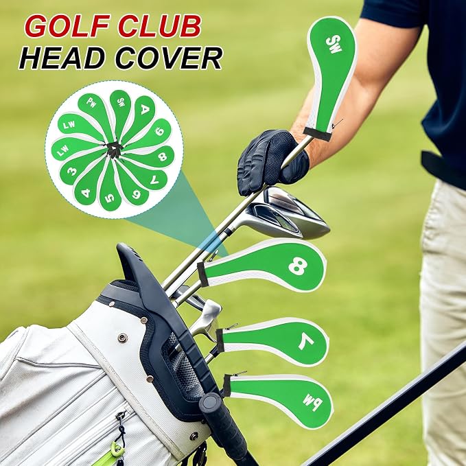 PATIKIL Golf Club Head Cover, Number Golf Club Irons Covers Neoprene Driver Headcover Golf Lovers Gifts