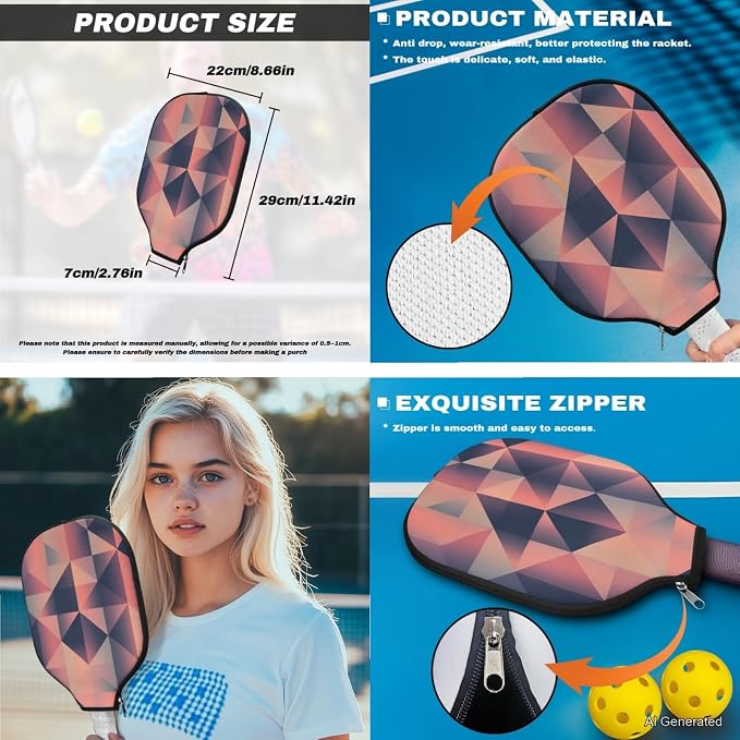 Pickleball Paddles Set 3PCS Pickleball Paddle Case Pickleball Racket Pickleball Bag Ideal for Beginners Gifts
