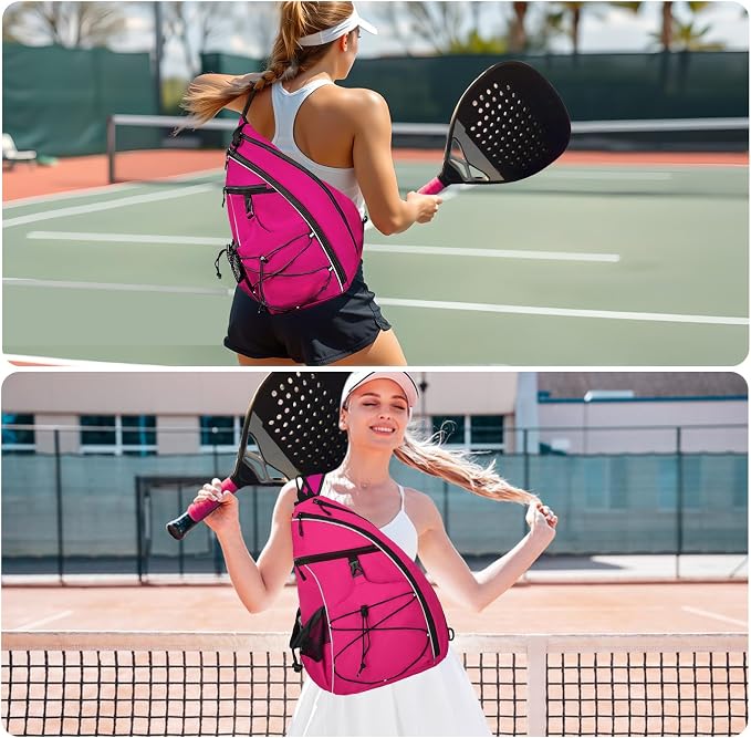 WOLT Pickleball Bag,Crossbody Sling Bags for Women Men,Pickleball Backpack with Fence Hook for Tennis, Racketball
