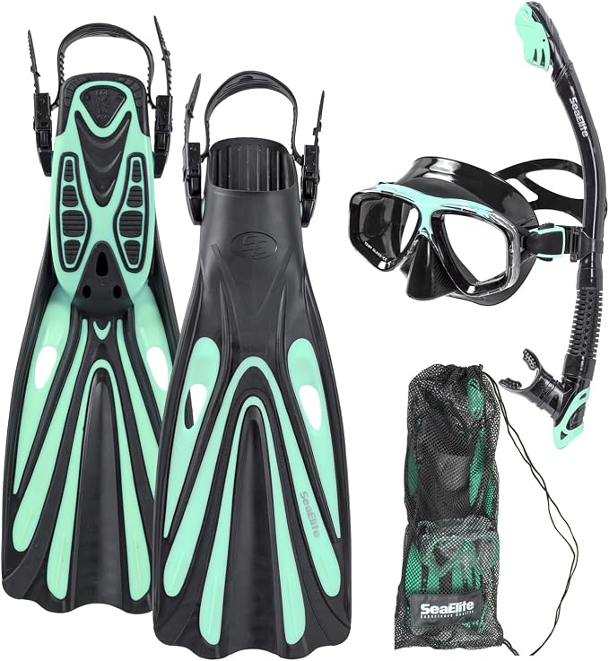 Sea Elite Starter Mask, Fin and Snorkel Package Two-Lens