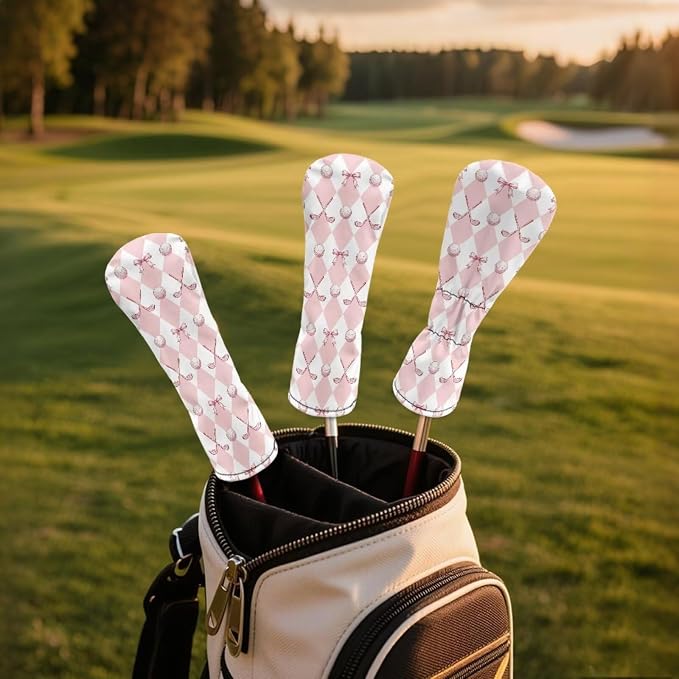 Rnyleeg Golf Club Head Covers for Women Driver Head Cover Leather Fairway Wood Headcover Hybrid Headcovers for Golf Clubs