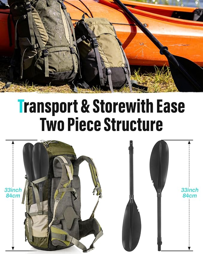 Kayak Paddles with Paddle Leash, Kayaking Oars 70in/178cm-97in/246cm Kayaking Canoeing Boating for Surfing Oar Fishing Lightweight Paddling Blades Kayak Paddles for Adults Heavy-Duty and Durable