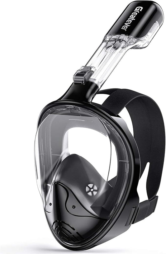 Greatever Full Face Snorkel Mask, Snorkeling Gear for Adults with Latest Dry Top Breathing System and Detachable Camera Mount, Foldable Snorkel Set for Family Snorkeling Trips, Anti-Fog & Anti-Leak