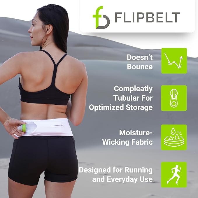 FlipBelt Classic Running Belt, Belt Bag & Fanny Pack for Men and Women - Phone Holder, Waist Pack, Running Accessories, Belt Pouch, Money Belt, USA Running Company