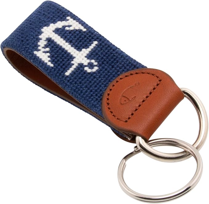 Leather Hand-Stitched Needlepoint Key Fob or Key Chain