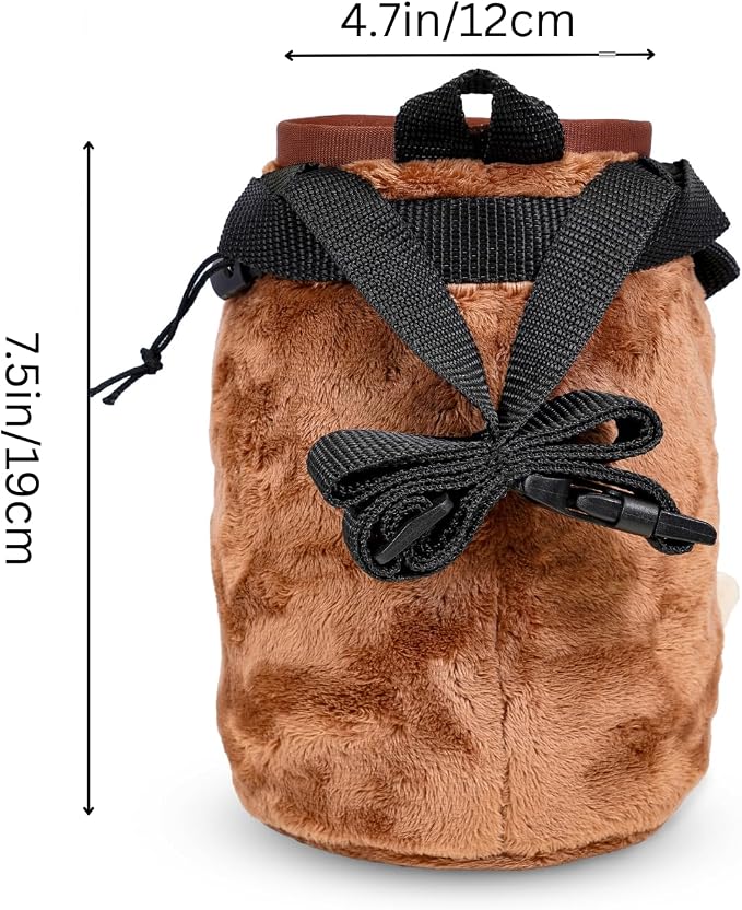 Chalk Bag for Rock Climbing - Cute Chalk Bag for Bouldering, Gym, Indoor & Outdoor Climbing with Adjustable Belt, Brush Holder & Carabiner