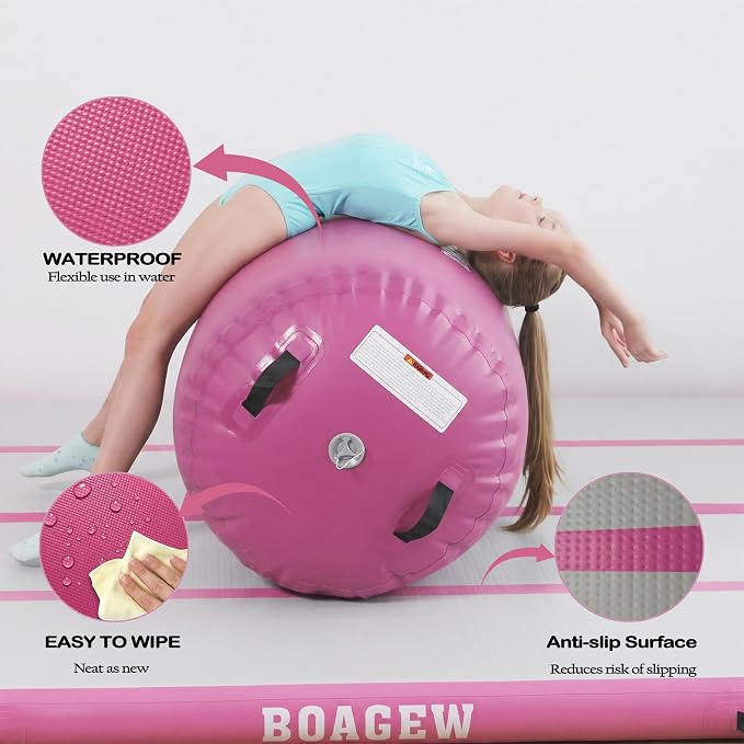 Gymnastics Mat,Air Roller Gymnastics Barrel,Gymnastics Tumble Track Air Track Tumbling Mat for Home Training/ Cheerleading/Gym/Training/Yoga/Beach/Water/Park Outdoor Use with Electric Air Pump ﻿