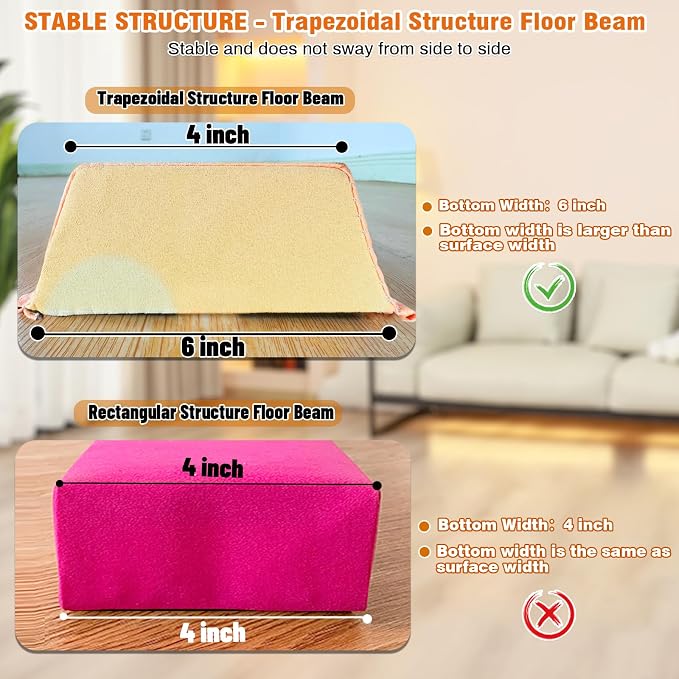 MARFULA 6 FT / 8 FT / 9 FT Folding Gymnastics Beam Foam Balance Floor Beam - Extra Firm - Suede Cover - Anti Slip Bottom with Carry Bag for Kids/Adults Home Use