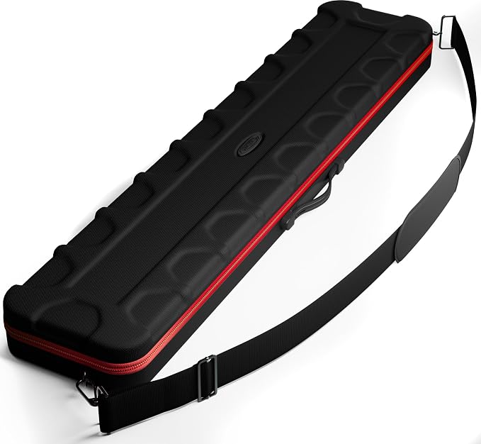 Casemaster Parallax Guard 2x2 Billiard Cue Case, Holds 2 Butts and 2 Shafts, Foam-Padded Pool Stick Case, Water-Resistant 600D Oxford, Zippered Pockets, Rubberized Handle