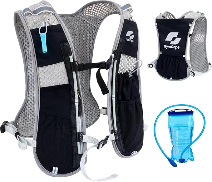 GymCope Running Vest for Women and Men, Lightweight Hydration Backpack with 500ml Soft Flask and 1.5 L Hydration Bladder, Running Hydration Vest for Marathon, Hiking, Trail and Road Running